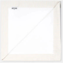 Moschino Baby - Popeline Striped Blanket With Bear Embroidery, Beige Image 2