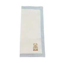 Moschino Baby - Popeline Striped Blanket With Bear Embroidery, Light Blue Image 2
