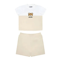 Moschino Baby - Short Sleeve Tee And Shorts Set With Bear Print In Gift Box Beige Image 1