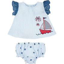 Mud Pie - 2Pk Baby Girls Sailboat Eyelet Pinafore Set Image 1
