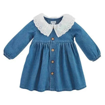 Mud Pie - Baby Girl Eyelet Collar Denim Dress Image 1