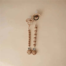 Mushie - 100% Silicone Baby Pacifier Clip BPA Free, Hera Faux Wood Image 2