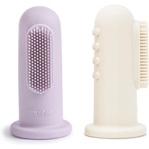 Mushie 2-Pack Finger Toothbrush - Soft Lilac/Ivory Image 1