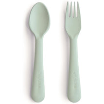 Mushie Silicone Dinnerware Fork & Spoon Set - Sage Image 1
