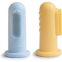 Mushie 2-Pack Finger Toothbrush - Powder Blue/Daffodil Image 1