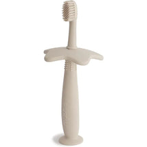 Mushie - Finger Toothbrush, Powder Blue/Daffodil Image 1