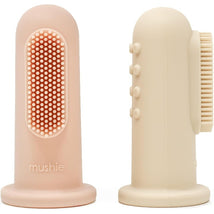 Mushie 2-Pack Finger Toothbrush - Shifting Sand/Blush Image 1