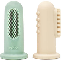 Mushie 2-Pack Finger Toothbrush - Shifting Sand/Cambridge Blue Image 1