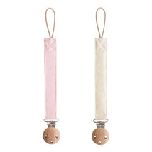 Mushie Linen Pacifier Clip 2-Pack - Blush/Cream Image 1
