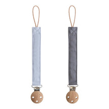 Mushie Linen Pacifier Clip 2-Pack - Powder Blue/Deep Sea Image 1