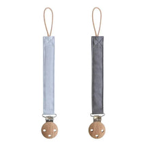 Mushie - Linen Baby Pacifier Clip Holder, Soft Fabric Strap, 2-Pack, Powder BlueDeep Sea Image 1