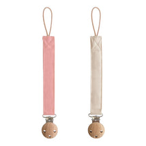 Mushie Linen Pacifier Clip 2-Pack - Dusty Rose/Shifting Sand Image 1