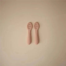 Mushie - Silicone First Feeding Baby Spoons, 2 Pack, Blush, Shifting Sand Image 2