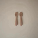 Mushie - Silicone First Feeding Baby Spoons, 2 Pack, Natural, Shifting Sand Image 2