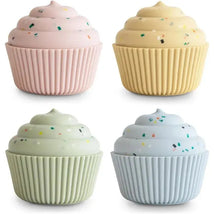 Mushie - Silicone Mix and Match Cupcake Toy 4 Pack, Mold Free Image 1
