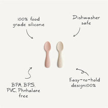 Mushie - Silicone Toddler Starter Spoons, 2 Pack, Tradewinds/Shifting Sand Image 2