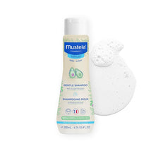 Gentle Shampoo by Mustela for normal skin, featuring avocado extract, in a 6.76oz bottle.
