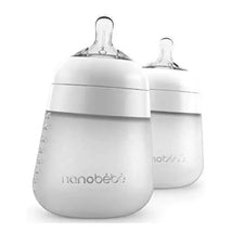 Nanobebe Silicone Baby Bottle 2 Pack- White, 9 Oz Image 1