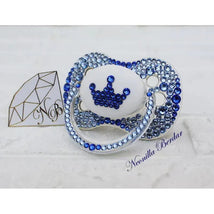 Neonilla Crystal - Pacifier With Swarovski Elite Crown Blue Bling Dummy Image 2