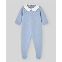 Paz Rodriguez - Baby Knit Newborn Romper Glaciar, Chalk Blue Image 1