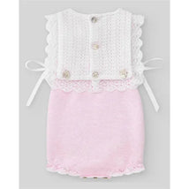 Paz Rodriguez - Knit Newborn Body Romper, Chalk Pink/White Image 2