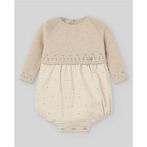 Paz Rodriguez - Knit Newborn Romper Alegria, Light Brown/Chalk Blue Image 1