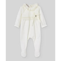 Paz Rodriguez Knit Newborn Romper Interlock, Cream Image 1