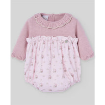 Paz Rodriguez - Knit Newborn Romper Pascua, Powder Pink/Light Brown Image 1