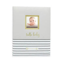 Pearhead Baby 1st Year Memory Book Hello Baby Grey and Gold Image 1