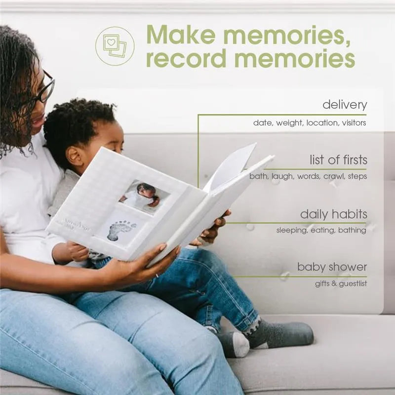 Pearhead - Gingham Baby Memory Book And Clean-Touch Ink Pad, Gray Image 7