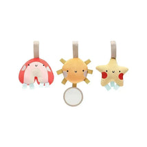 Pearhead - Rainbow Sun and Stars Stroller Toys, Plush Corduroy Baby Travel Car Seat Toy, Set of 3 Image 1