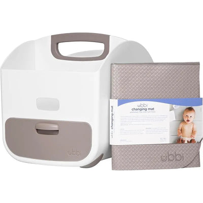 Pearhead - Ubbi Portable Diaper Caddy and Changing Mat, Diaper Storage, Taupe Image 1