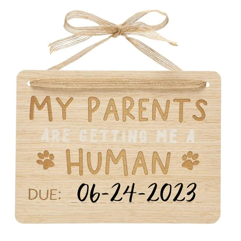 Pearhead - Wooden Pet Pregnancy Announcement Sign Image 1
