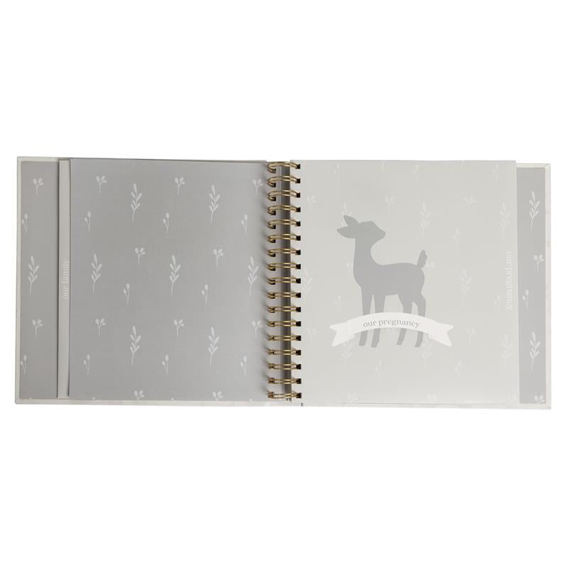 Pearhead - Woodland Ivory Linen Baby Book, Deer Print Linen Baby Book Image 7