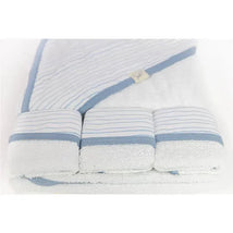Piccolo Bambino Blue Striped Baby Hooded Towel & 3 Baby Washcloths Set Image 3