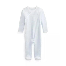 Polo Ralph Lauren Baby - Boy Long-Sleeve Organic Cotton Interlock Knit Coverall, Beryl Blue/White Image 1