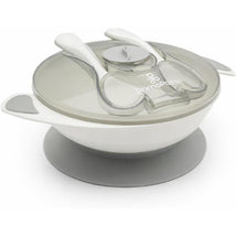 Primo Passi Baby Suction Bowl with Lid, Fork & Spoon Set, Grey Image 1