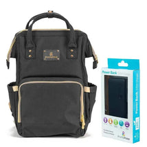 Primo Passi - Diaper Bag Backpack Lucca, Black + Power Bank Image 1