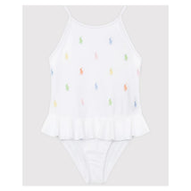Ralph Lauren Baby - 1 Piece Allover Pony Schiffli Swimsuit 3/3T White Image 1