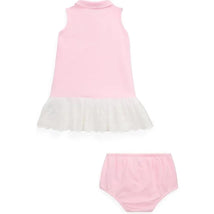 Ralph Lauren - Baby Girl Sleeveless Oxford Mesh Polo Dress With Embroidered Hem, Carmel Pink Image 2