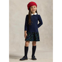 Ralph Lauren Baby - Long-Sleeve Cotton Ponte Roma Knit-To-Woven Collared Shirt Dress Image 1