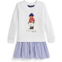 Ralph Lauren Baby - Long-Sleeve Ligthweight Magic Fleece Polo Bear Day Dress White/Blue Image 1
