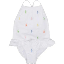 Ralph Lauren Baby - Polo Pony Embroidered Swimsuit, White Image 1