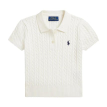 Ralph Lauren Baby Short-Sleeve Combed Cotton Mini Cable Knit Polo, Paper White Image 1