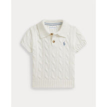 Ralph Lauren Baby Short-Sleeve Cotton Cable-Knit Polo, Deckwash White Image 1
