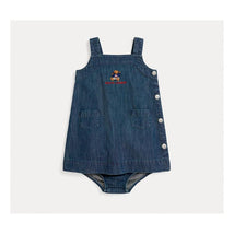 Ralph Lauren Baby - Sleeveless Cotton Twill Denim Bear Overall Dress Image 1