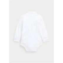 Ralph Lauren - Interlock Long Sleeve Polo One Piece Bodysuit, White Image 2