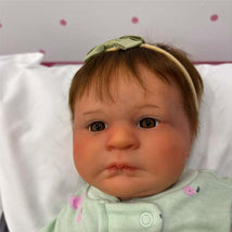 Reborn Baby Doll - White Vinyl & Rooted Black Hair, Tiara Image 1