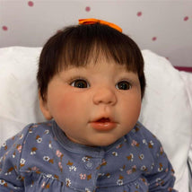 Reborn Baby Doll - White Vinyl & Rooted Hair Brown Hair, Kylin Image 1