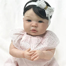 Reborn Baby Doll - White Vinyl & Black Wig, Shyann Image 2
